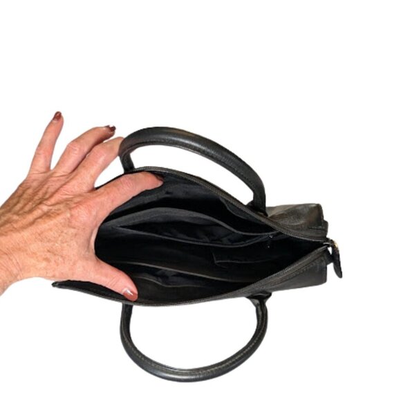 Giani Bernini Black Genuine Leather Satchel Tote Vintage-Era - Picture 8 of 12